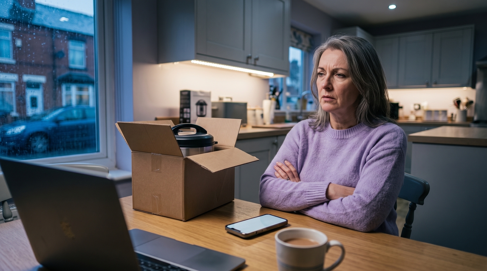 Customer on hold with a retailer while trying to return a faulty product