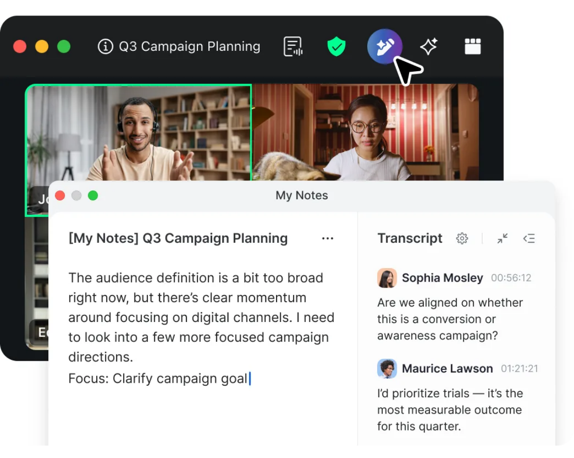Zoom My Notes producing summaries, action items and transcripts across meeting platforms